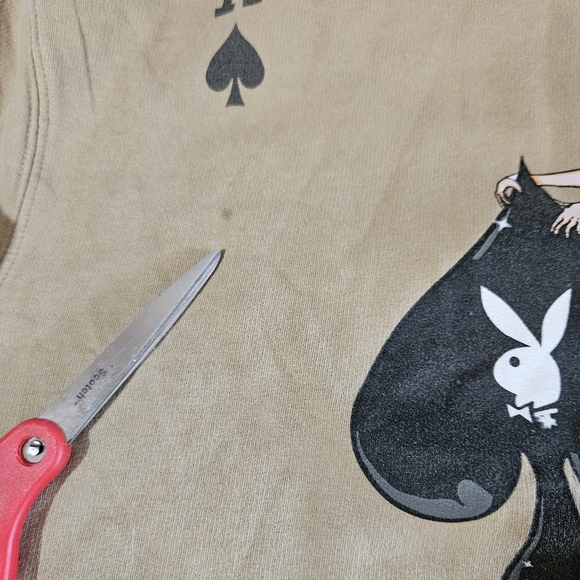 Playboy Club Tokyo Ace of Spades Crewneck Sweatshirt Size Small Tan - Picture 6 of 9